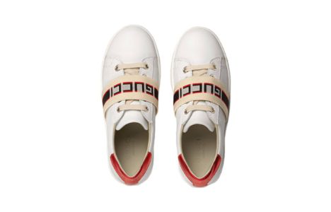(PS) Gucci Ace Stripe Leather 'White Red Black' 553053-0IIR0-9065 sold by KicksCrew