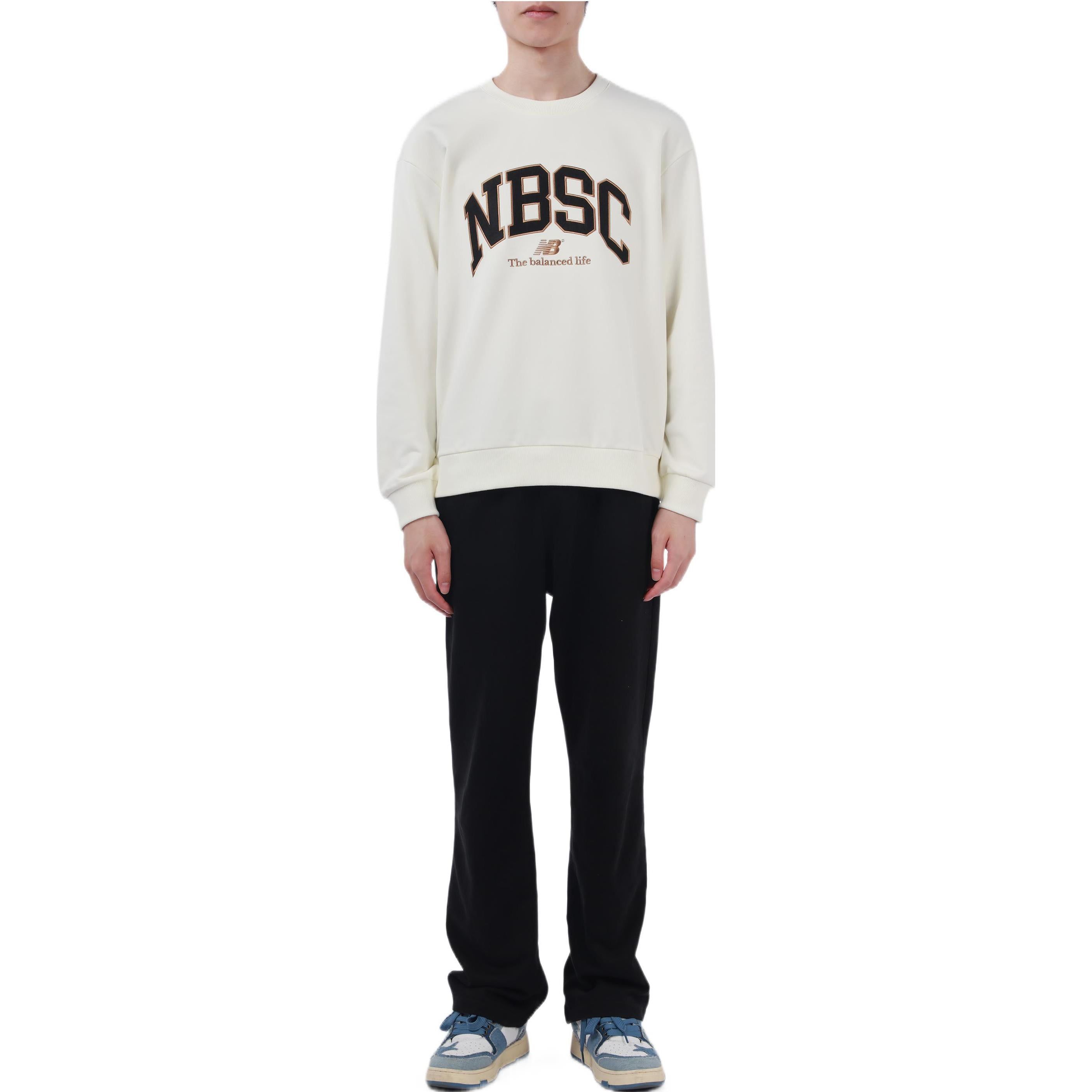 New Balance Casual Sports Sweatshirt 'White Black' 5CC44333-IV sold by KicksCrew