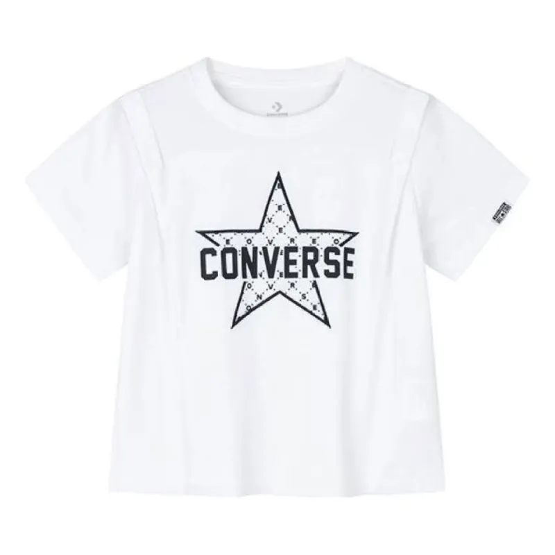 (WMNS) Converse Logo Printed T-Shirt 'White Black' CV2422055GS-002 sold by KicksCrew