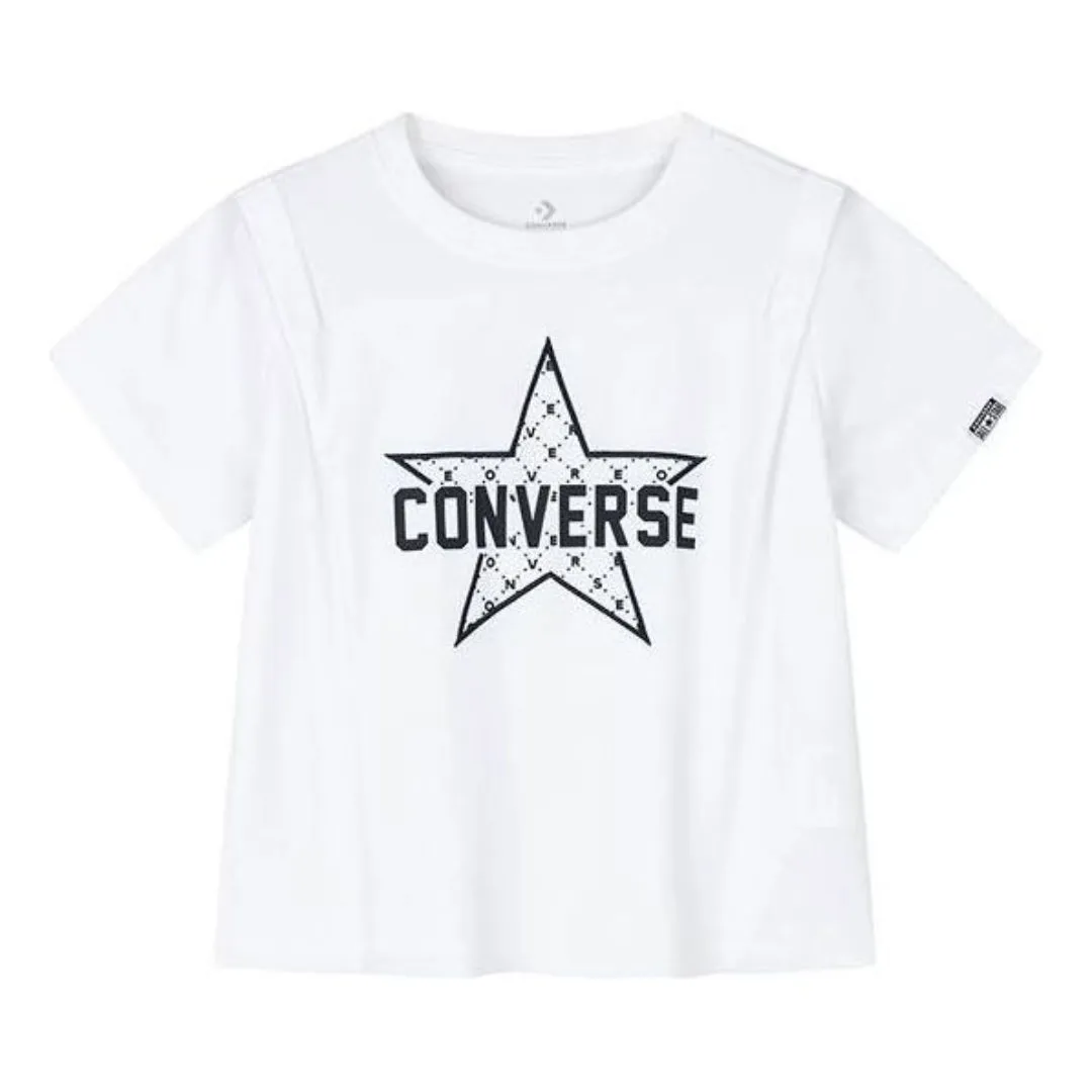 (WMNS) Converse Logo Printed T-Shirt 'White Black' CV2422055GS-002 sold by KicksCrew