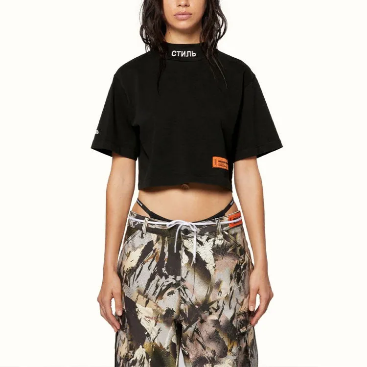 (WMNS) HERON PRESTON CTNMB Turtleneck Crop Top 'Black' HWAA031C99JER0011001 sold by KicksCrew product image thumbnail 3