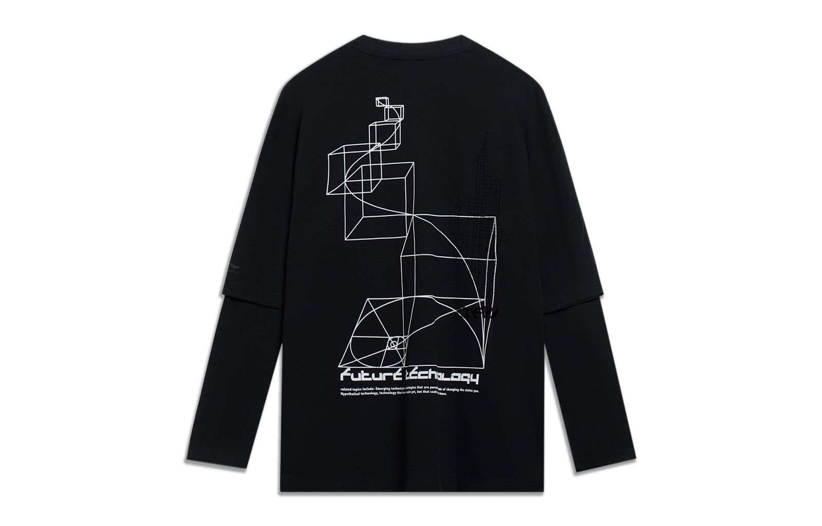 Li-Ning Counterflow Graphic Faux Two-Piece T-shirt 'Black' AHST581-4 sold by KicksCrew product image thumbnail 2