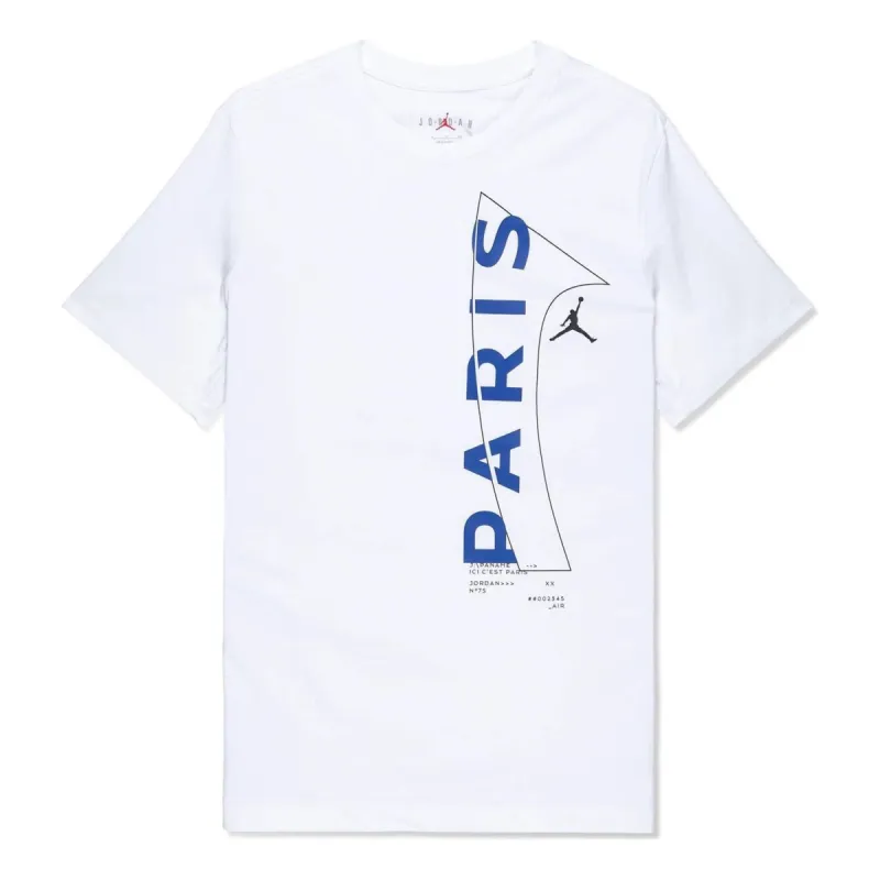 Air Jordan x Paris Saint-Germain Logo T-shirt 'White Game Royal' DM3092-100 sold by KicksCrew