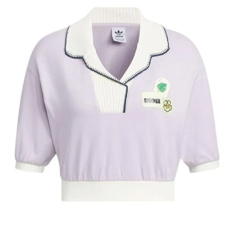 (WMNS) adidas Original Summer Holiday Graphic Play Polo Shirt 'Purple White' IW6301 sold by KicksCrew