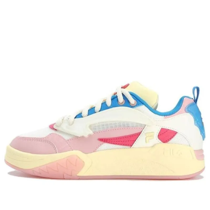 (WMNS) FILA FUSION Lifestyle Basketball Heritage Sneakers 'White Blue Pink' T12W323205FWS sold by KicksCrew