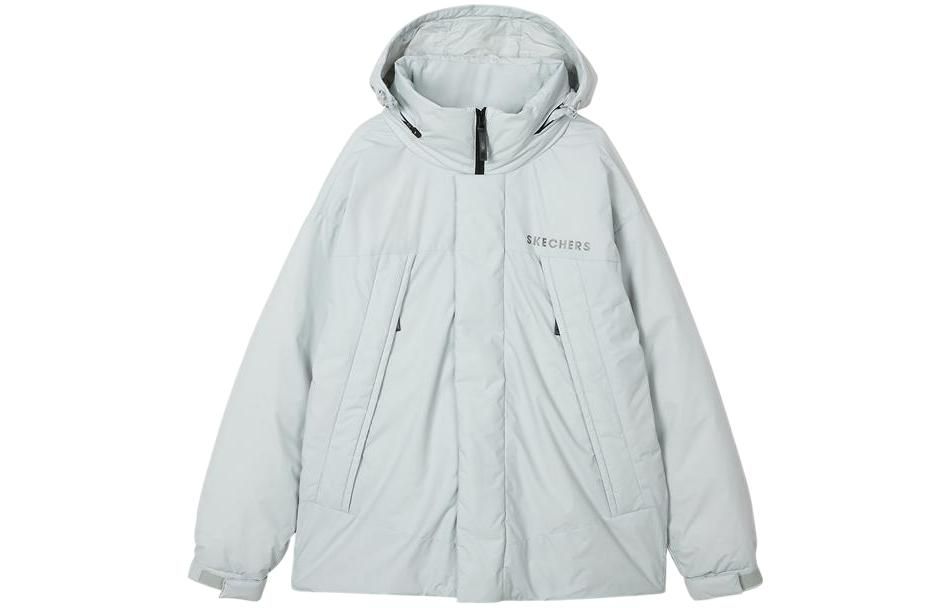 Skechers Zip-up Solid Color Hooded Down Jacket 'Black Grey White' L421M084 sold by KicksCrew product image thumbnail 2