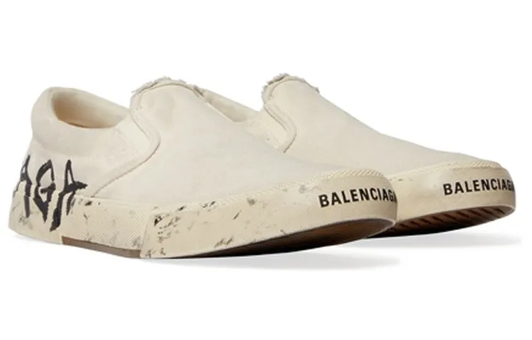 (WMNS) Balenciaga Paris Low Top Slip On Shoes 'Washed White Cotton' 710295W3RR59010 sold by KicksCrew product image thumbnail 3