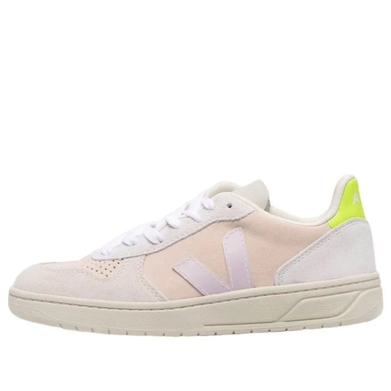 Veja V-10 Low-Top Sneakers 'Beige Light Purple Neon Yellow' VX0302805A sold by KicksCrew