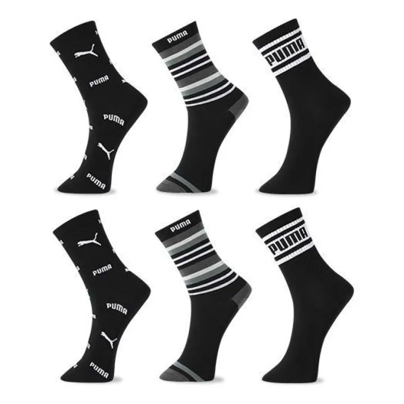 PUMA Casual Long Socks 3 Pack 'Black White' 701206530-001 sold by KicksCrew