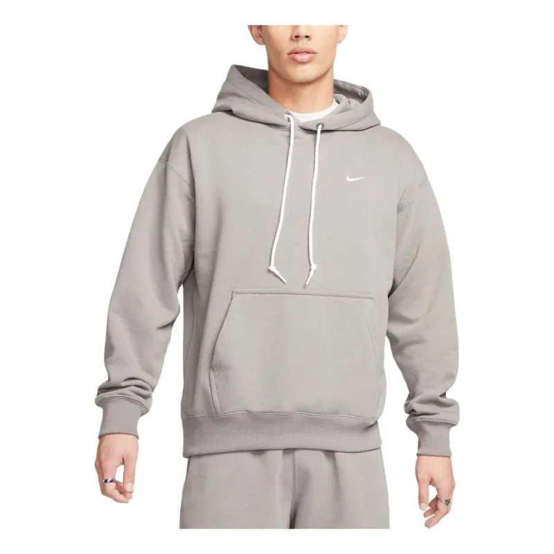 Nike Solo Swoosh Fleece Pullover Hoodie 'Grey' DX0814-029 sold by KicksCrew