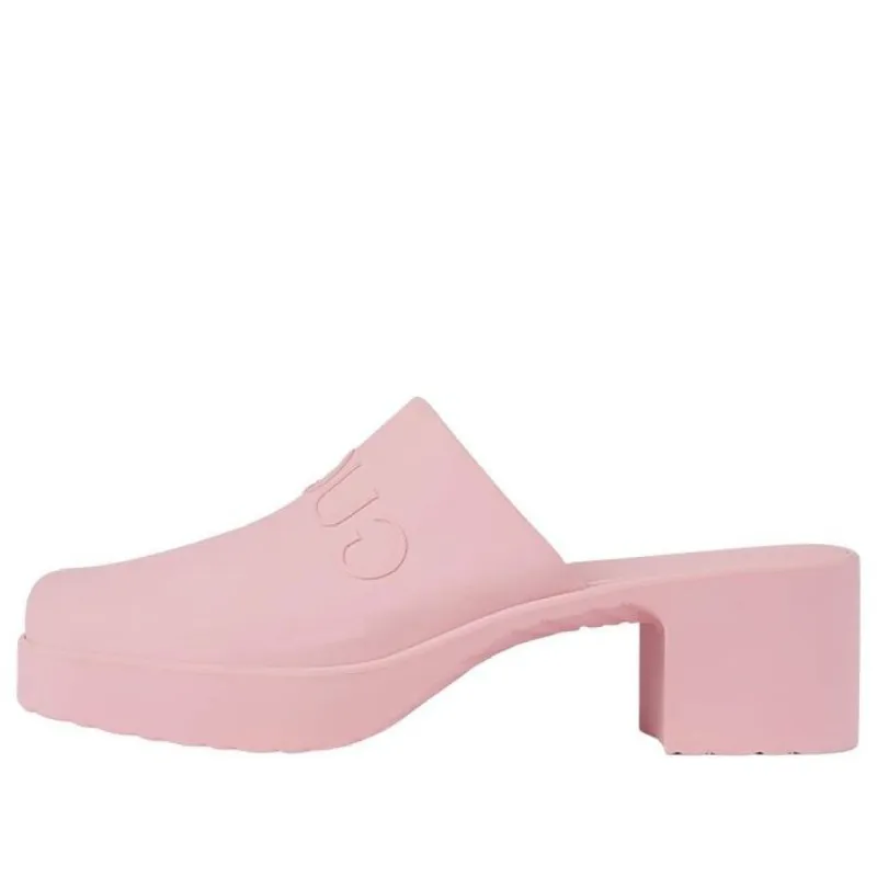 (WMNS) GUCCI Logo Rubber Mule 'Pink' 725899-J8700-5815 sold by KicksCrew