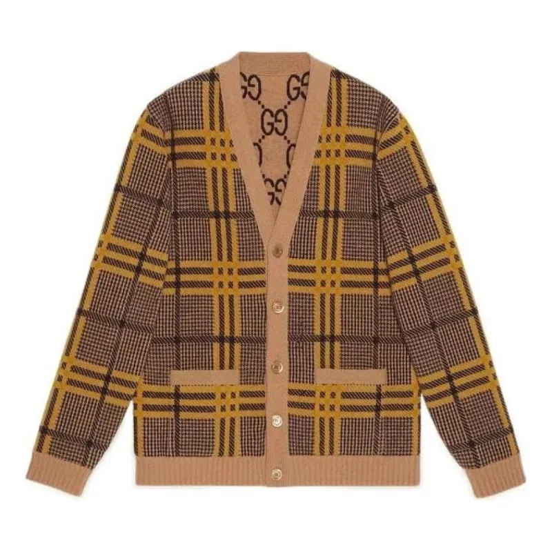 Gucci Reversible Wool Knit Cardigan 'Brown Yellow' 696576-XKCFX-2378 sold by KicksCrew