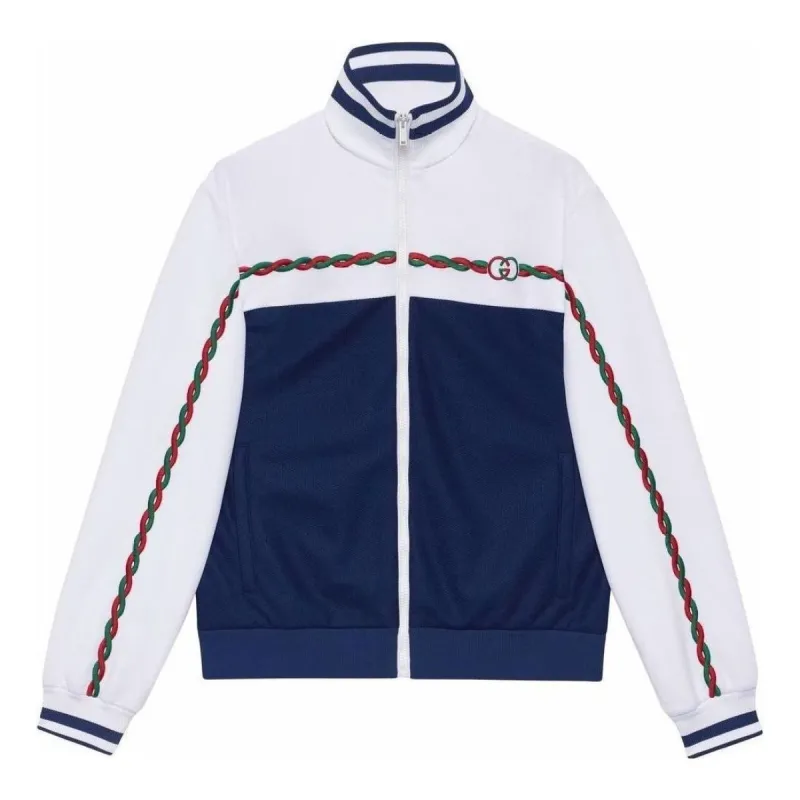 Gucci Interlocking G Polyester Pique Zip-Up Jacket 'Blue White' 692125-XJD7N-9219 sold by KicksCrew