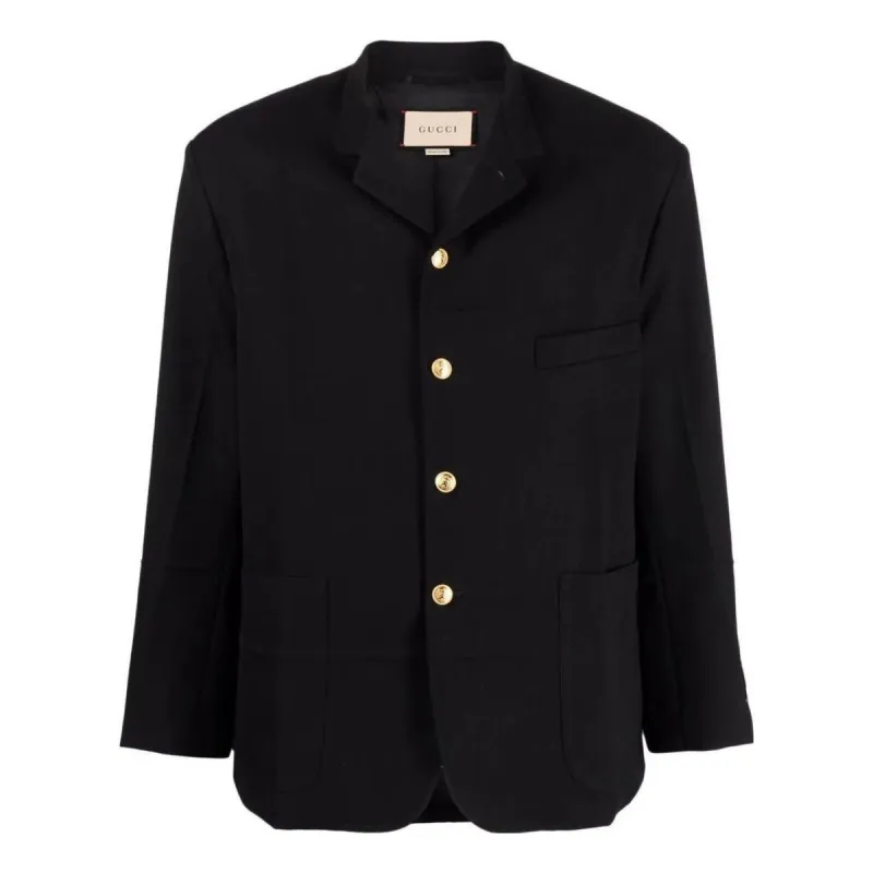 Gucci Woolen Single-Breasted Blazer 'Black' 683286-ZAHIE-1000 sold by KicksCrew