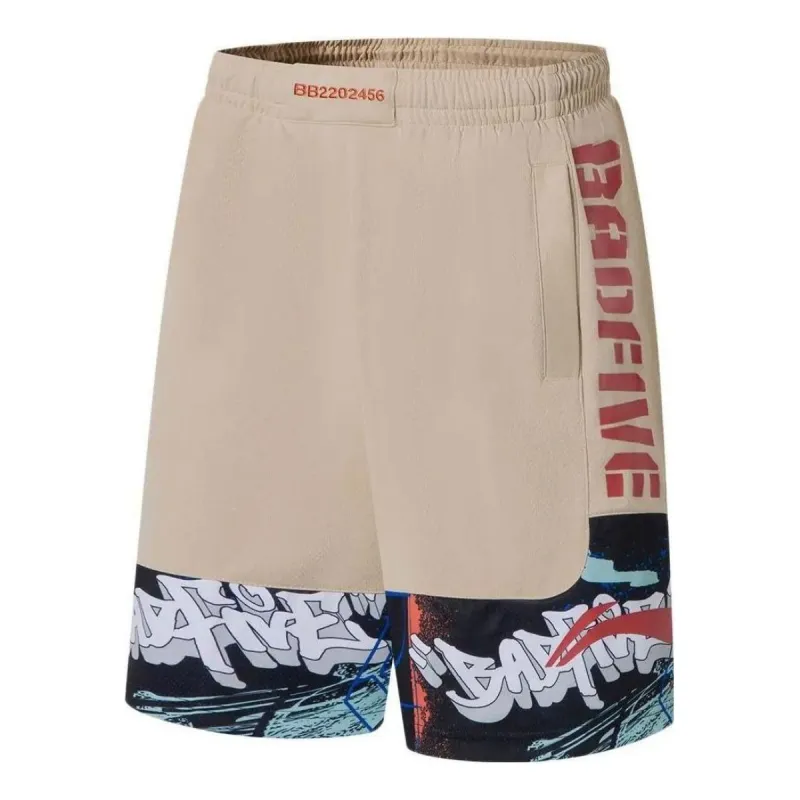 Li-Ning BadFive Graphic Basketball Shorts 'Beige' AAPS031-5 sold by KicksCrew