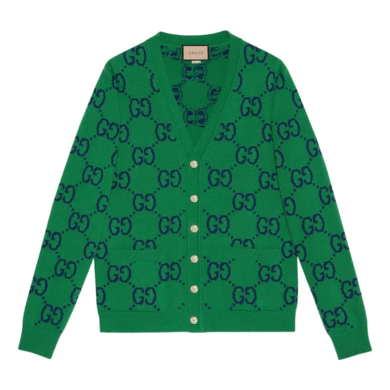Gucci GG Knit Cardigan 'Green Blue' 674043-XKB3V-3129 sold by KicksCrew