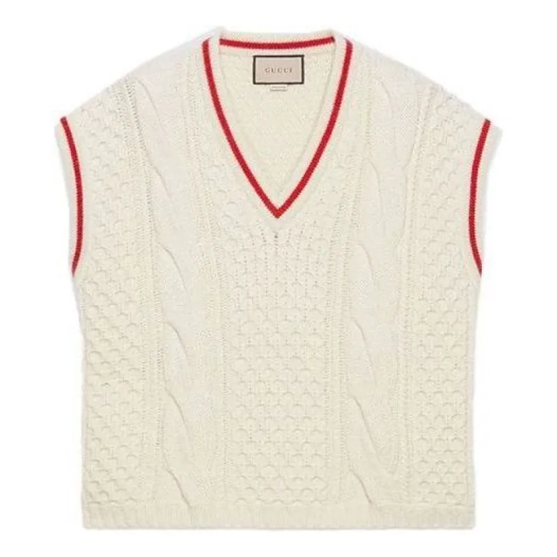 Gucci Wool Cable Knit Vest 'Ivory ' 673687-XKB22-9118 sold by KicksCrew