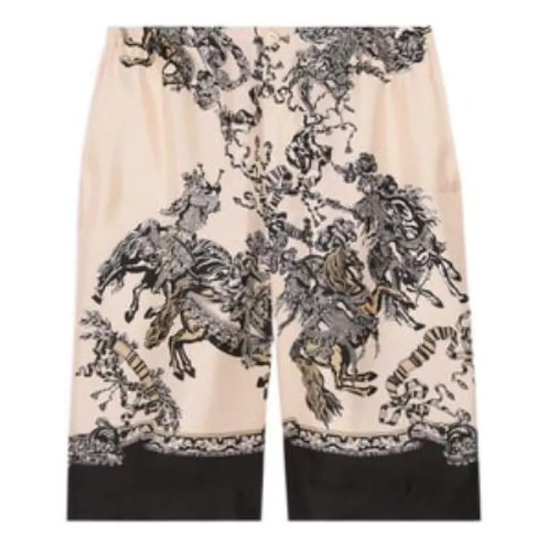 Gucci Silk Shorts With Roi Soleil Print 'Ivory Black' 672698-ZAKU1-9285 sold by KicksCrew