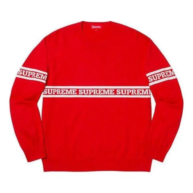 Supreme Logo Stripe Knit Top 'Red' SUP-FW19-788 sold by KicksCrew