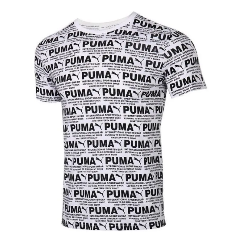 Puma All Over Printed Logo Tee 'White' 584132-02 sold by KicksCrew