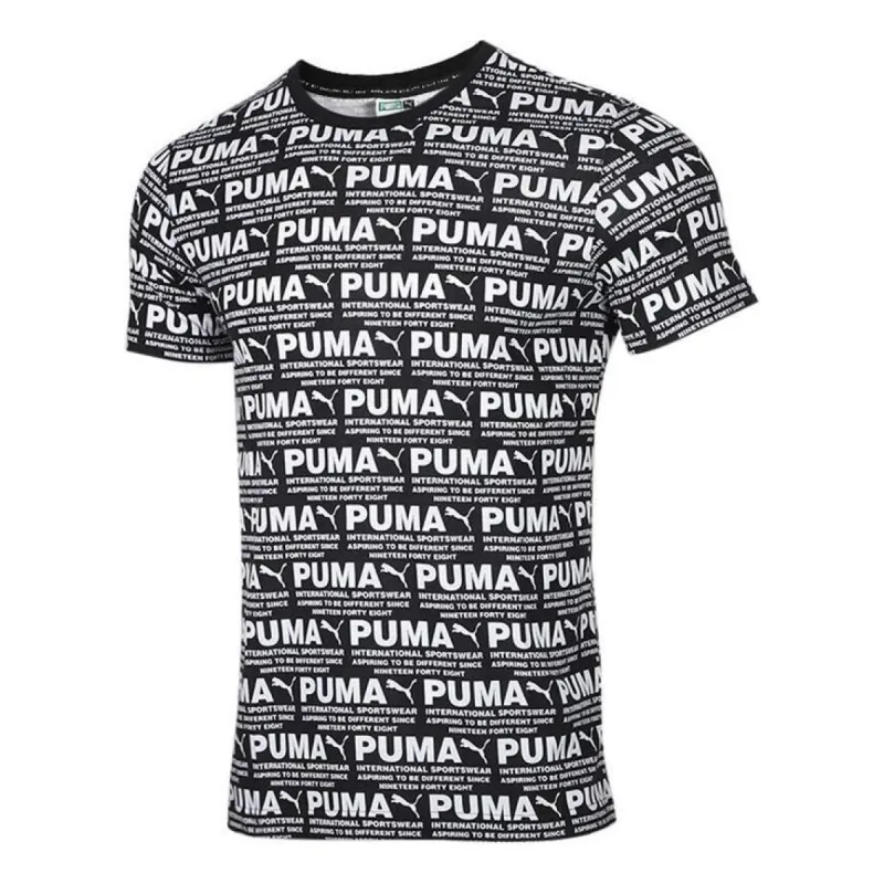 Puma All Over Printed Logo Tee 'Black' 584132-01 sold by KicksCrew