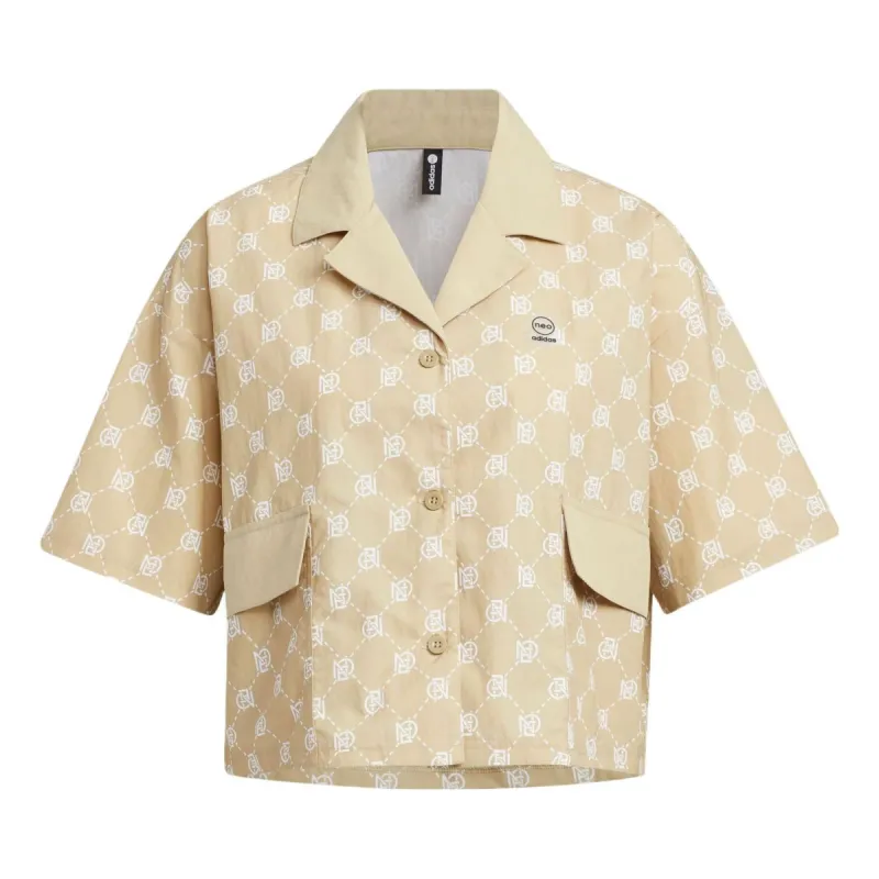(WMNS) Adidas Neo Lapel Loose Breathable Sports Casual Polo Shirts 'Beige' IB5842 sold by KicksCrew