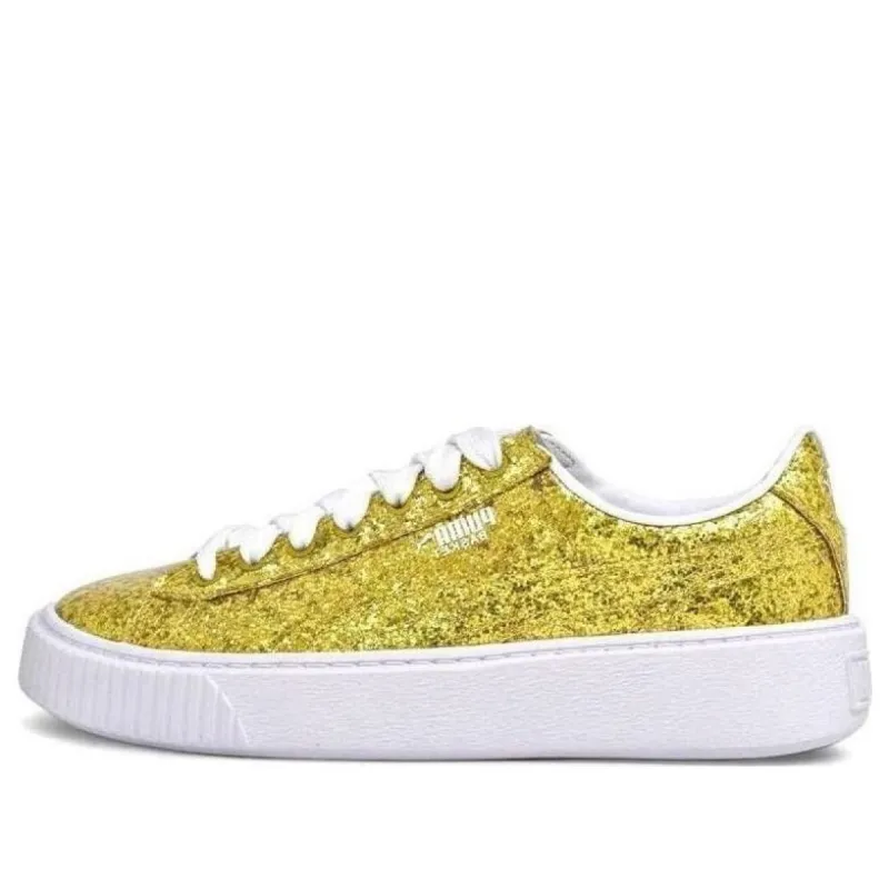 (WMNS) Puma Basket Platform Glitter 'Gold' 364093-02 sold by KicksCrew