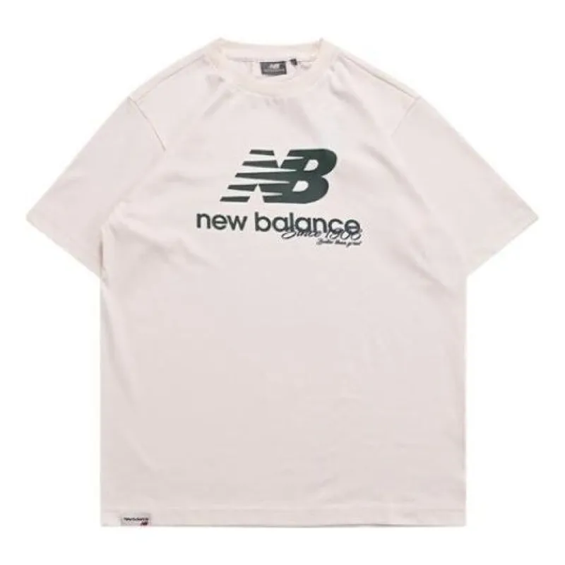 New Balance Essentials Stacked Logo Tee 'Cream White Blue' 5ED25333-IV sold by KicksCrew