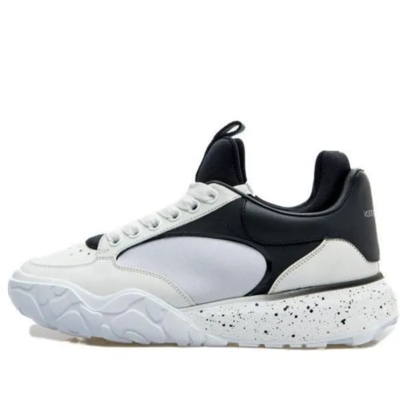 Alexander McQueen Court Tech Leather Sneakers 'White Black' 727366WIAAV9061 sold by KicksCrew