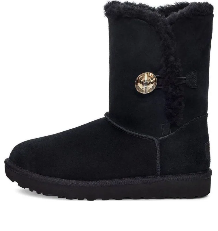 (WMNS) UGG Bailey Button Gold Bling Boot 'Black' 1118997-BKGD sold by KicksCrew