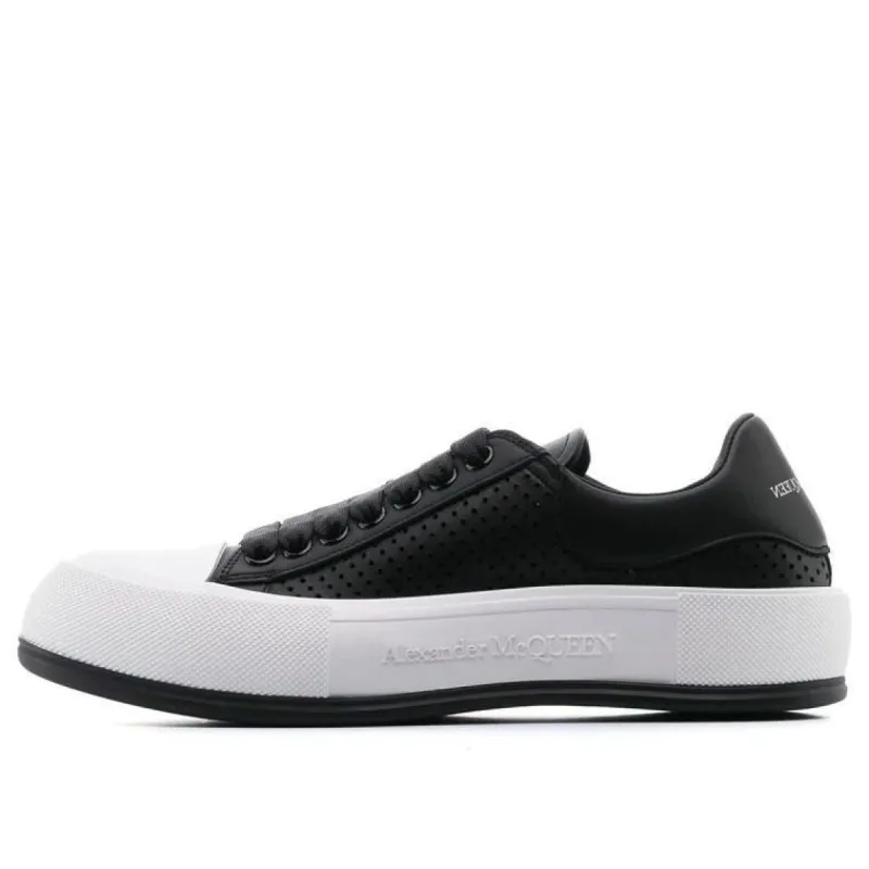 Alexander McQueen Deck Lace Plimsoll 'Black White' 727374WIATB1070 sold by KicksCrew