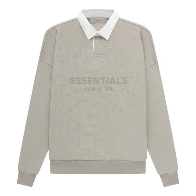 Fear of God Essentials SS23 Waffle Henley Rugby Seal Logo Polo 'Grey' FOG-SS23-053 sold by KicksCrew