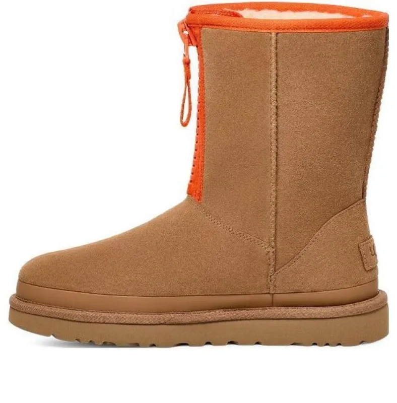 (WMNS) UGG Classic Short Zipper Tape Logo Boot 'Chestnut' 1144035-CHE sold by KicksCrew