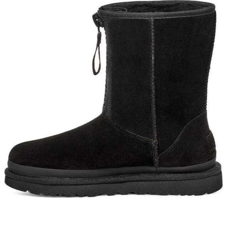 (WMNS) UGG Classic Short Zipper Tape Logo Boot 'Black' 1144035-BLK sold by KicksCrew