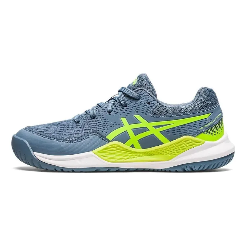 (GS) ASICS Gel Resolution 9 'Steel Blue Hazard Green' 1044A067-400 sold by KicksCrew
