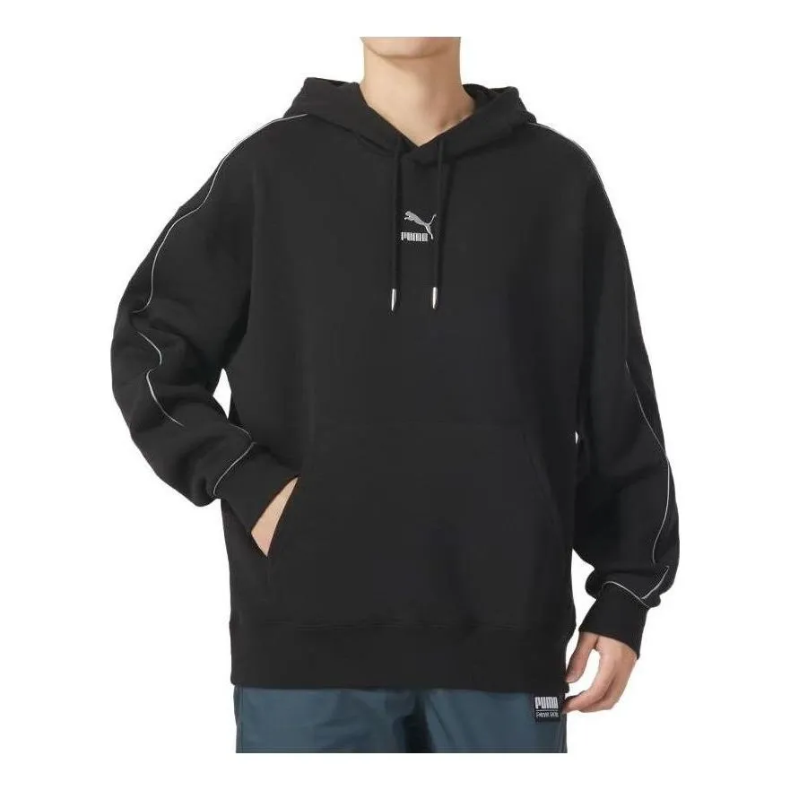 PUMA Logo Printed Hoodie 'Black White' 625077-01 sold by KicksCrew product image thumbnail 2