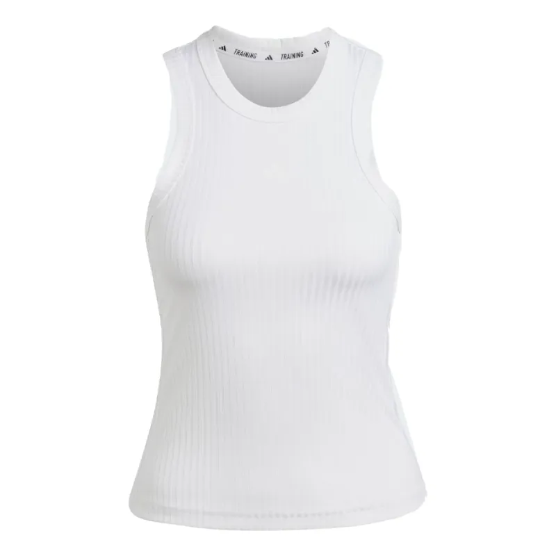 (WMNS) adidas All Gym Seasonal Rib Tight Fit Tonal 3-Stripes Tank Top Asia Sizing 'White' IW8163 sold by KicksCrew