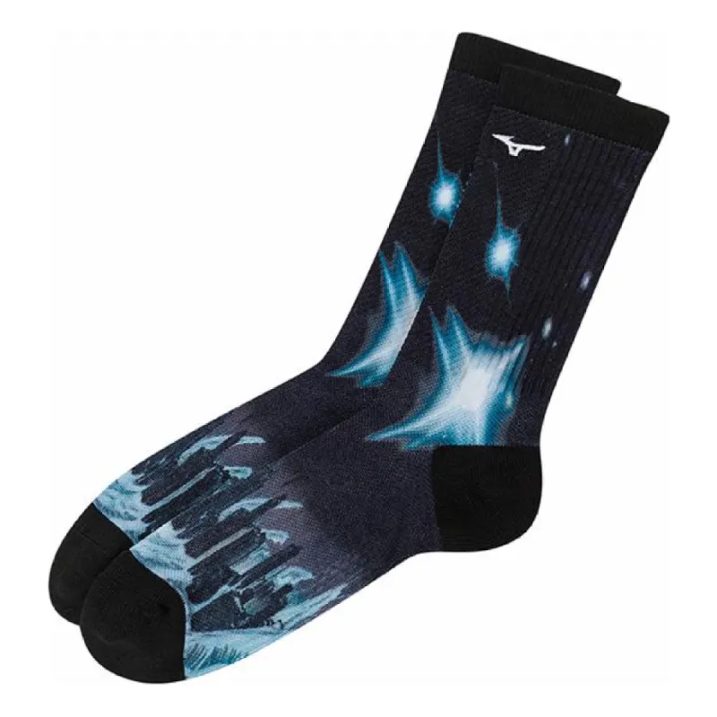 Mizuno X The Wandering Earth Manga Graphic Printed Socks 'Black Blue' D3CX33I2 sold by KicksCrew