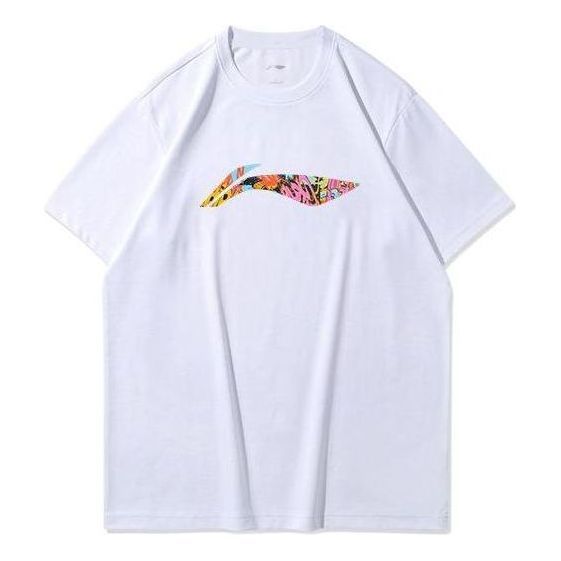 Li-Ning Big Graphic Loose Fit T-shirt 'White Multi' AHSR693-2 sold by KicksCrew