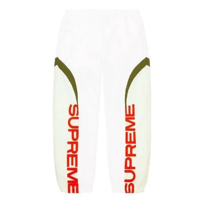 Supreme Curve Track Pants 'White Red Olive Green' SUP-SS22-083 sold by KicksCrew