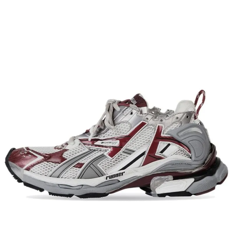 (WMNS) Balenciaga Runner Sneakers 'Grey Burgundy Mesh and Nylon' 677402W3RB39069 sold by KicksCrew
