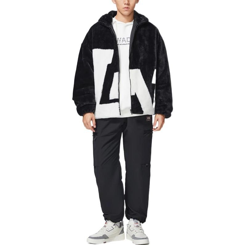 Li-Ning Big Logo Polar Fleece Jacket 'Black White' AFDSD61-1 sold by KicksCrew product image thumbnail 3