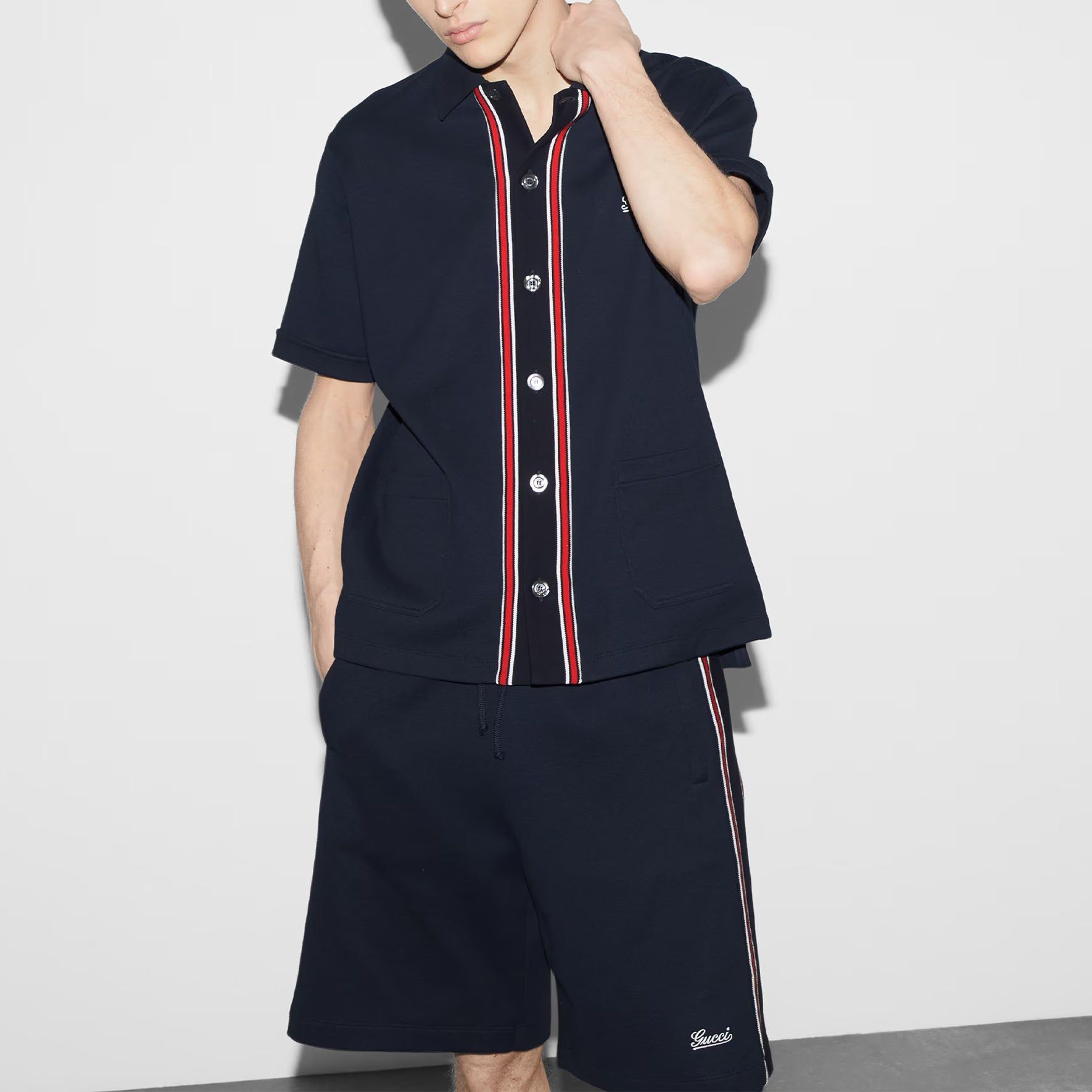 Gucci Cotton Jersey Basketball Shorts 'Navy Blue' 742381-XJGKU-4215 sold by KicksCrew product image thumbnail 4