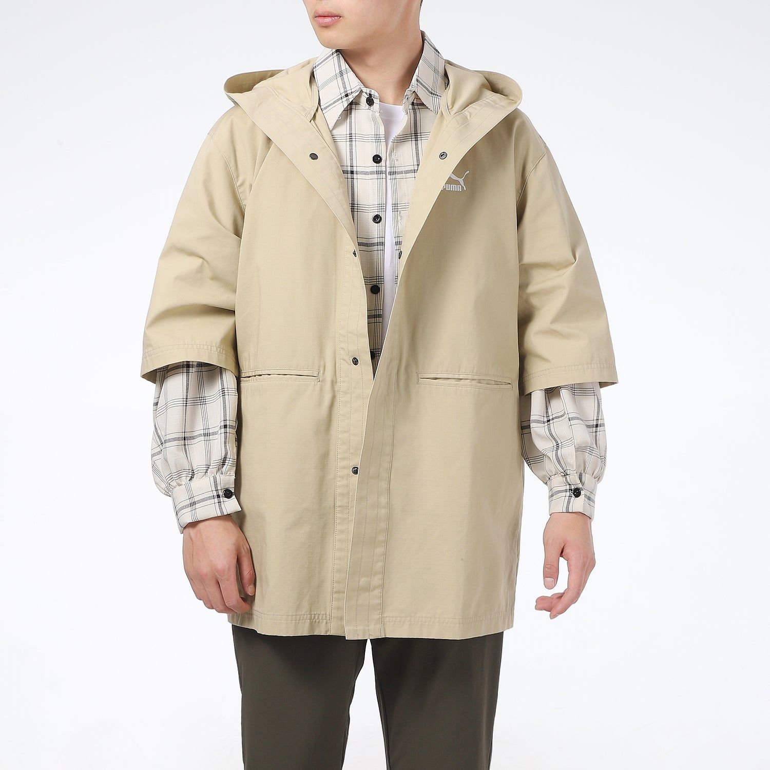 Puma Loose Hooded Casual Sports Short sleeved Jacket 'Beige' 533733-12 sold by KicksCrew product image thumbnail 3