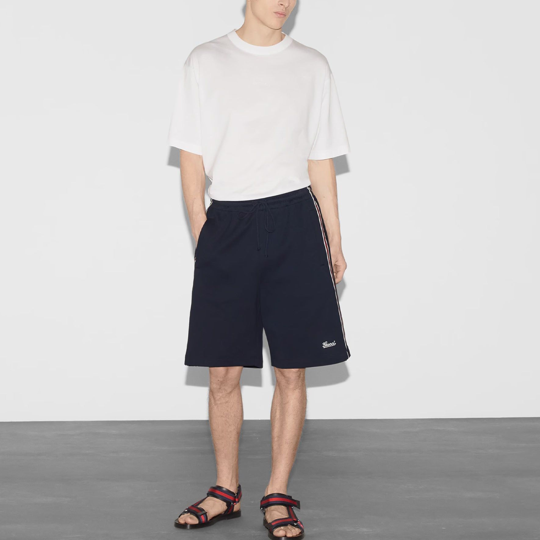 Gucci Cotton Jersey Basketball Shorts 'Navy Blue' 742381-XJGKU-4215 sold by KicksCrew product image thumbnail 2