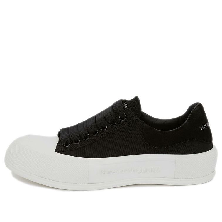 (WMNS) Alexander McQueen Deck Skate Plimsoll Lace Up 'Black White' 654593W4MV71070 sold by KicksCrew