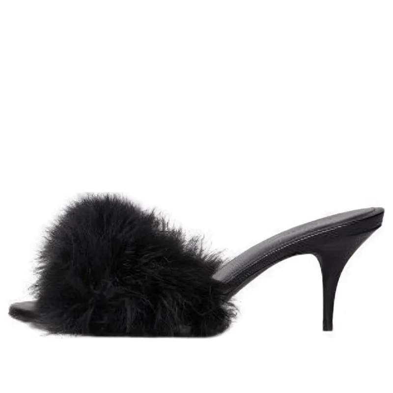 (WMNS) Balenciaga Boudoir 70mm Sandals 'Black Feathers' 787447W0WMQ1000 sold by KicksCrew