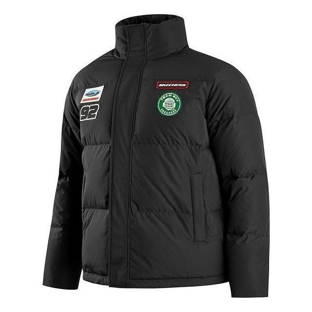 Skechers Logo Print Woven Down Jacket 'Black Blue' P322M057 sold by KicksCrew