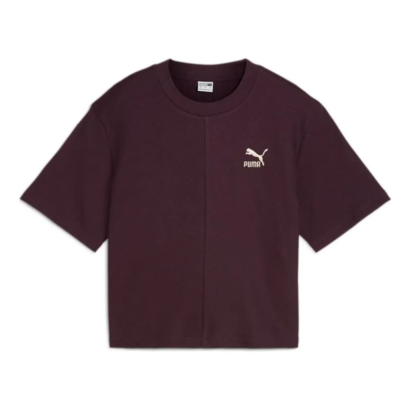 (WMNS) PUMA Classics Ribbed Relaxed T-Shirt 'Midnight Plum' 626626-44 sold by KicksCrew
