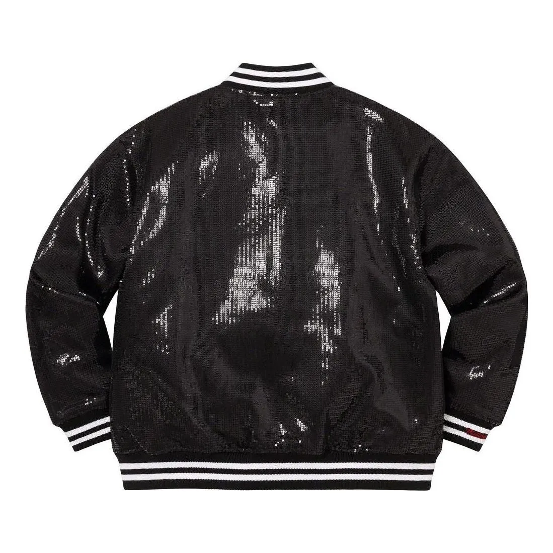 Supreme x Mitchell & Ness Sequin Varsity Jacket 'Black White' SUP-SS23-034 sold by KicksCrew product image thumbnail 2